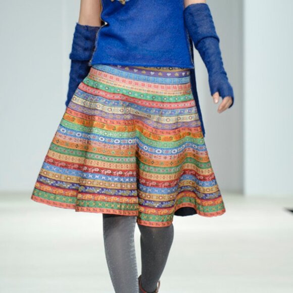 Razu Mikhina Folk Couture Colorful Floral Ribbon Daria Skirt XS Extra Small - Picture 1 of 12